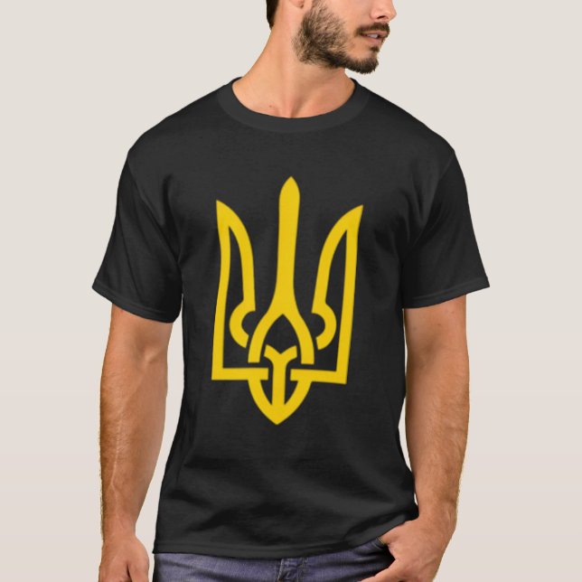Camiseta Ucrânia Trident Símbolo do Ucraniano Médio Zelensk (Frente)