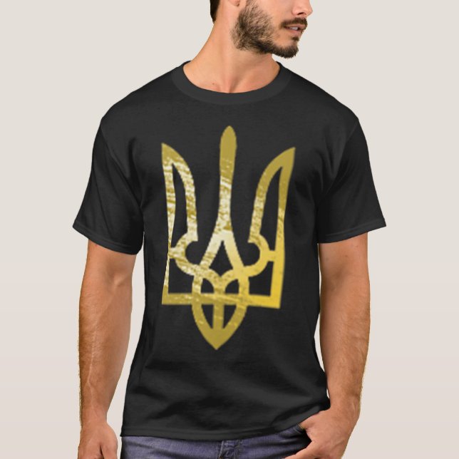 Camiseta Ucrânia Trident Tryzub Zelensky Militar Gre (Frente)
