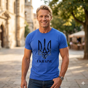 Camiseta UCRÂNIA. Tridente. Brasão de Armas.