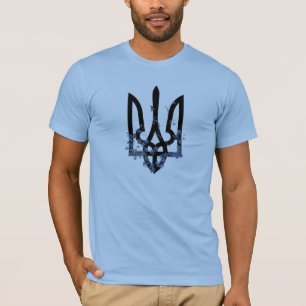 Camiseta UCRÂNIA. Tridente. Brasão de Armas Ucraniano.