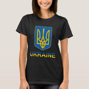 Camiseta Ucrânia Tryzub Emblema Escudo Design Cor Nacional