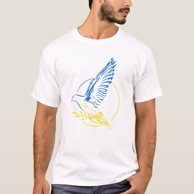 Camiseta Ucrânia Vaga Da Paz Nas Cores Da Ucrânia (Frente)