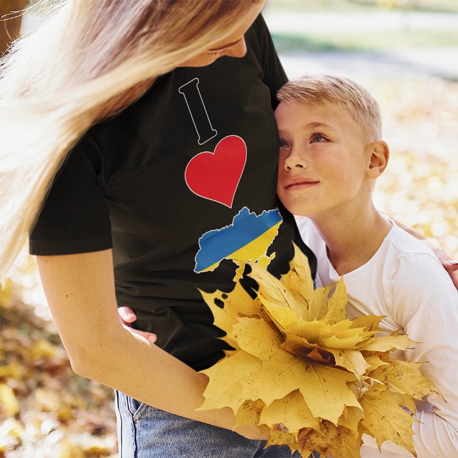 Camiseta Ucrânia Vertical I Love Ucraniano Flag Map Womes (Criador carregado)