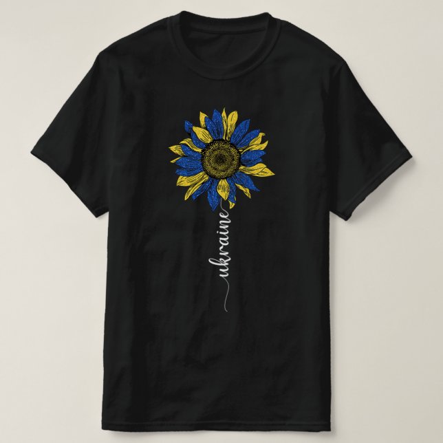 Camiseta Ucrânia Vintage Sunflower Ucraniano Stand Com Rein (Frente do Design)