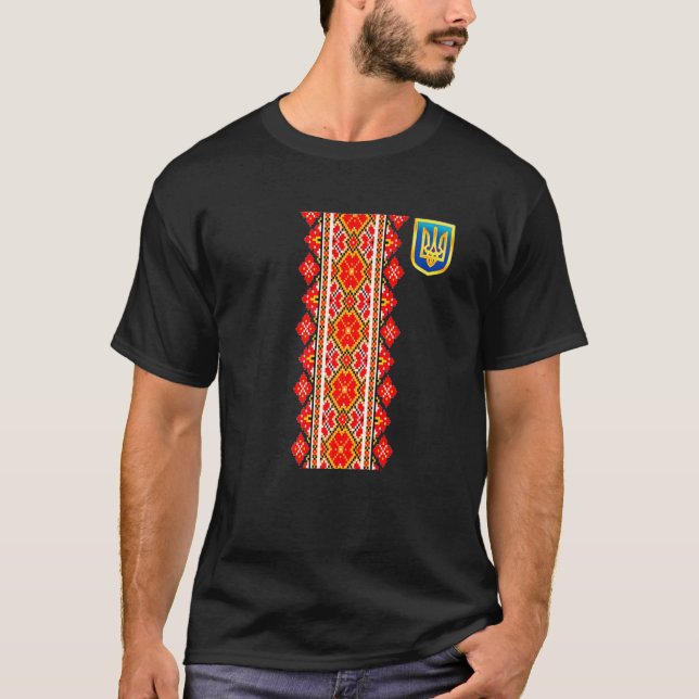 Camiseta Ucrânia Vyshyvanka Bandeira Ucraniana Tryzu (Frente)