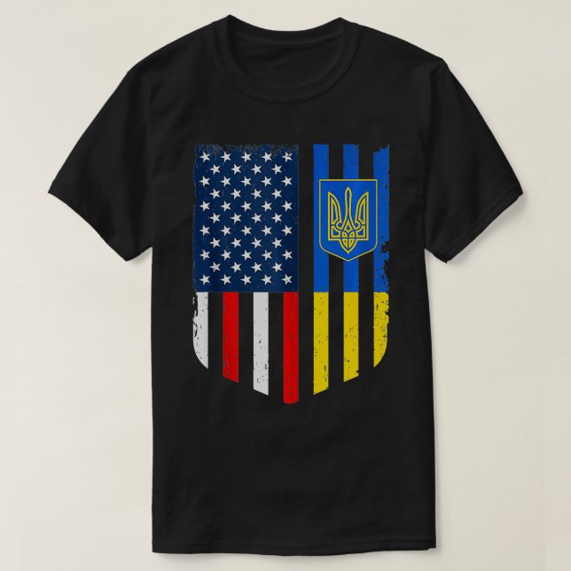 Camiseta Ucraniano - Bandeira Americana Ucrânia (Frente do Design)