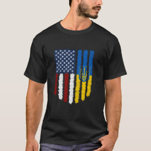 Camiseta Ucraniano - Bandeira Americana Ucrânia América Lon