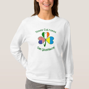 Camiseta Ucraniano Irlandês USA Flags Shamrock Personalizad