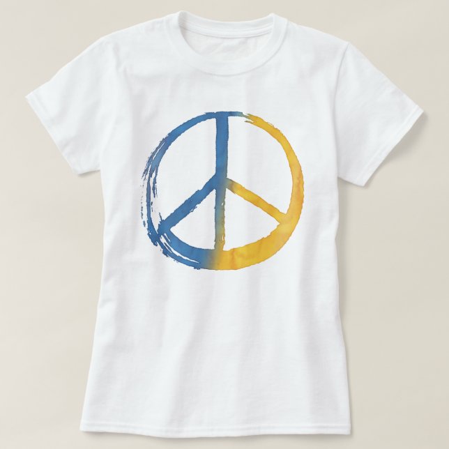 Camiseta Ucraniano - Símbolo PEACE Amarelo Azul da Ucrânia  (Frente do Design)