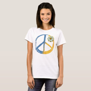 Camiseta Ucraniano - Símbolo PEACE Sinal Daisy Ucrânia Guer