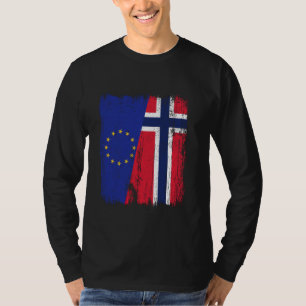Camiseta UE Noruega Meia Bandeira União Europeia Ascendênci