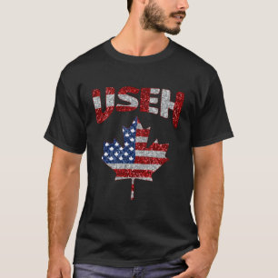 Camiseta Ueh Usa Maple Leaf Canadian American Flag Canadá