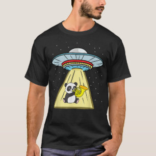 Camiseta Ufo Abdução Panda Jogando Corno Francês