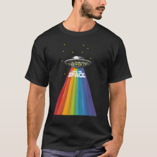 Camiseta Ufo Alienígena Arco-Íris Espaço Navio Funny Lgbt