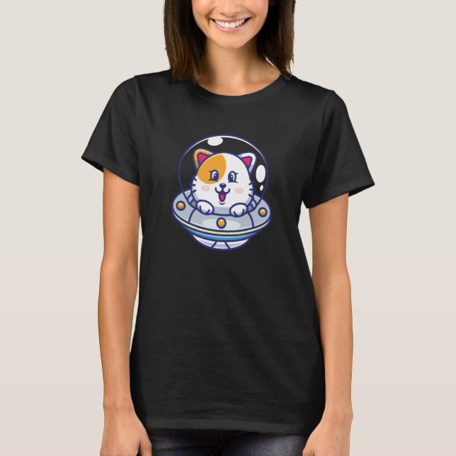 Camiseta Ufo Cats I Cat Cute Kitten Spaceship Space Kids (Frente)