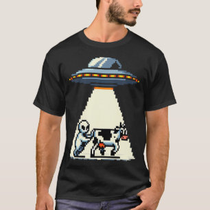 Camiseta Ufo Cow Abduction Pixel Art