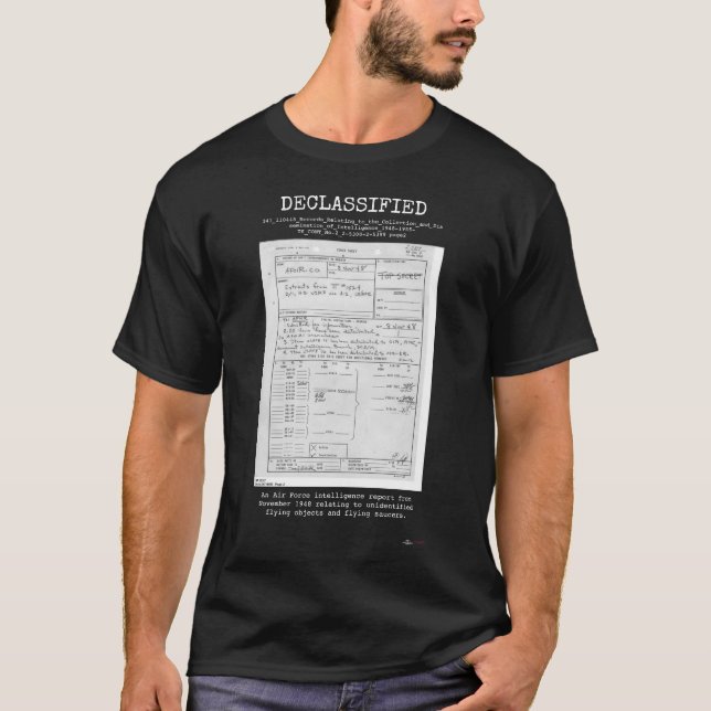 Camiseta UFO - Declassified 341_110448_Records_Relating_to_ (Frente)