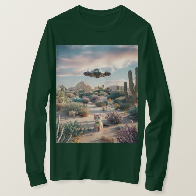 Camiseta UFO Desert Cactos Flores T-Shirt (Frente do Design)