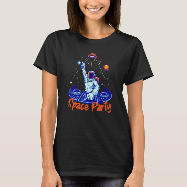 Camiseta Ufo Distante - Design do Astronauta do Partido Esp (Frente)