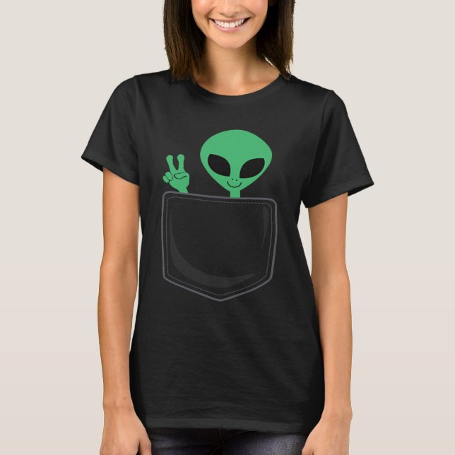 Camiseta UFO - Pequeno Sinal de Alienígena de Bolso (Frente)