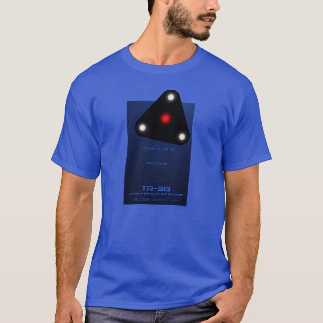 Camiseta UFO preto do triângulo TR-3B (Frente)