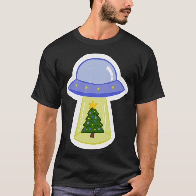 Camiseta Ufo rouba uma árvore de Natal (Frente)