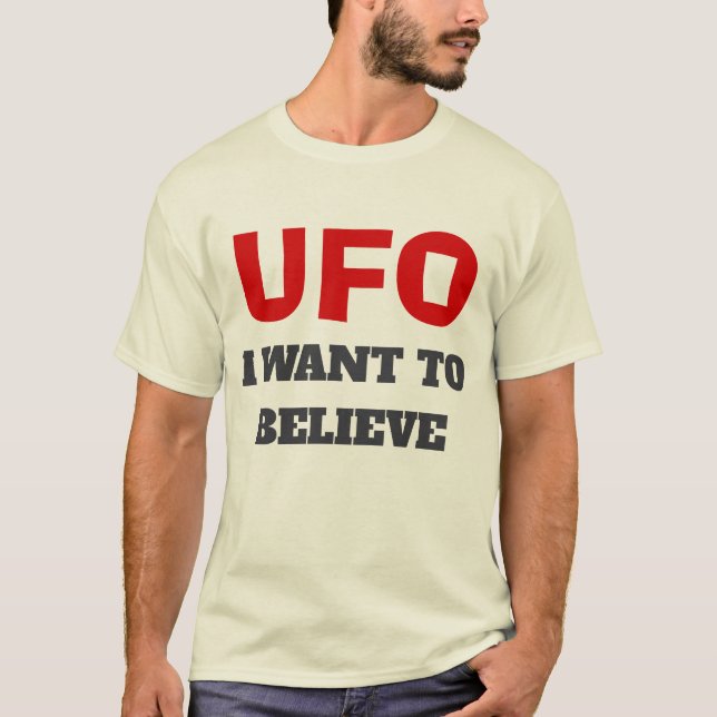 Camiseta UFO T-Shirt - Eu Quero Acreditar - Cor Natural (Frente)