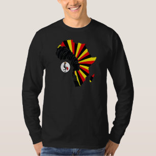 Camiseta Uganda Bandeira África Mapa Patrimônio Étnico Bla