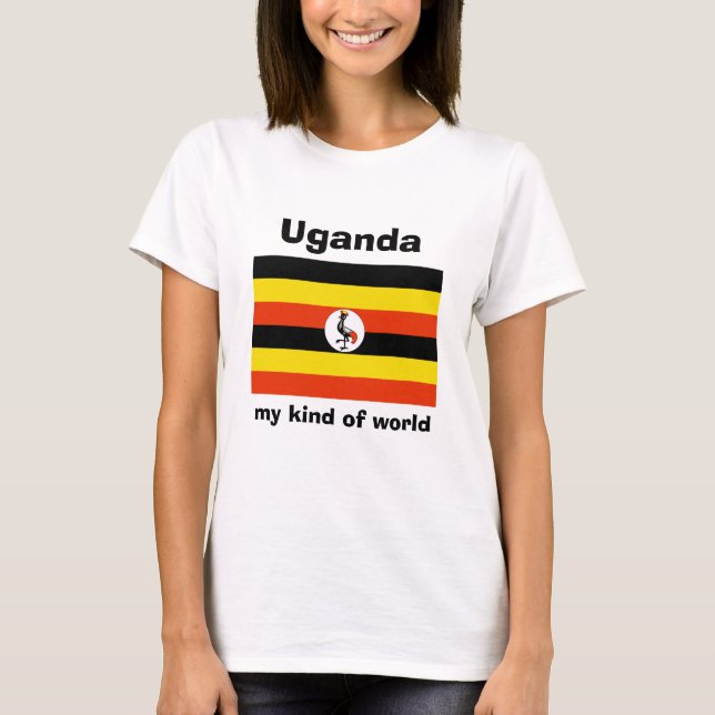 Camiseta Uganda Bandeira + Mapa + Texto (Frente)