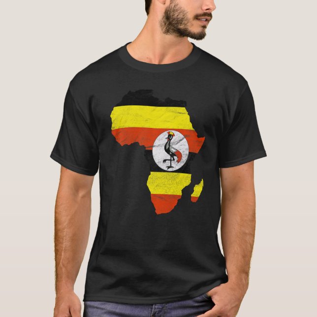 Camiseta Uganda Flag Africa Continente Silhouette Gift para (Frente)