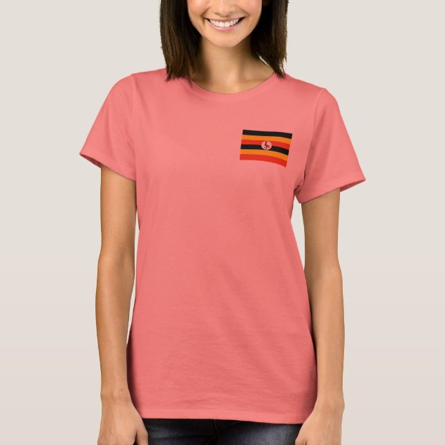 Camiseta Uganda Flag e Map Dk T-Shirt (Frente)