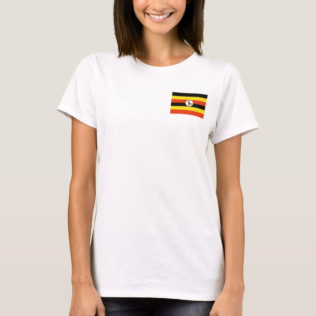 Camiseta Uganda Flag e Map Dk T-Shirt (Frente)