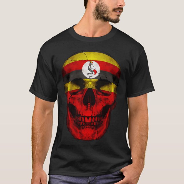 Camiseta Uganda Flag Skull Uganda Roots Proud Patriótico (Frente)