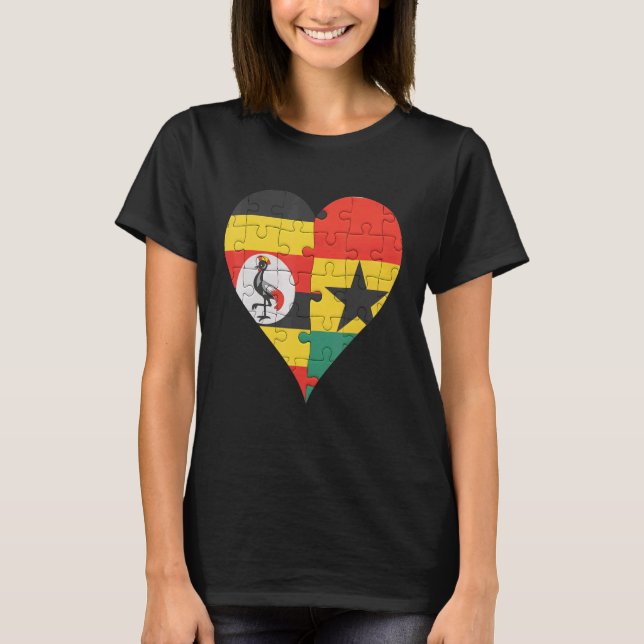 Camiseta Uganda Ghanaian Flag Heart (Frente)