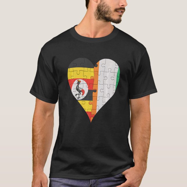 Camiseta Uganda Ivorian Flag Heart (Frente)