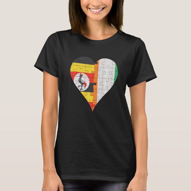 Camiseta Uganda Ivorian Flag Heart (Frente)