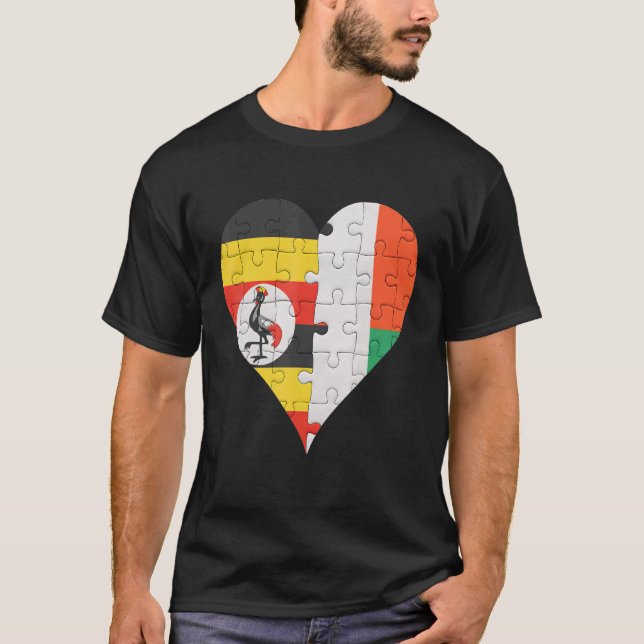 Camiseta Uganda Malagasy Flag Heart (Frente)