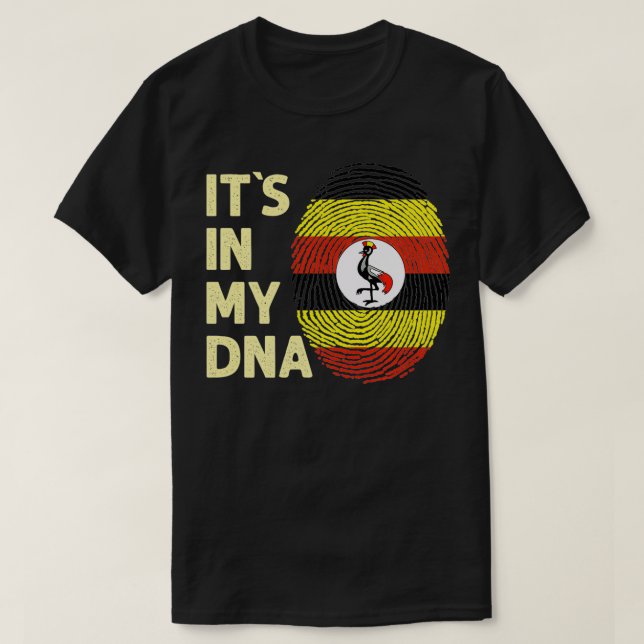 Camiseta Uganda: Meu DNA, Equipe de bandeira de Uganda  (Frente do Design)