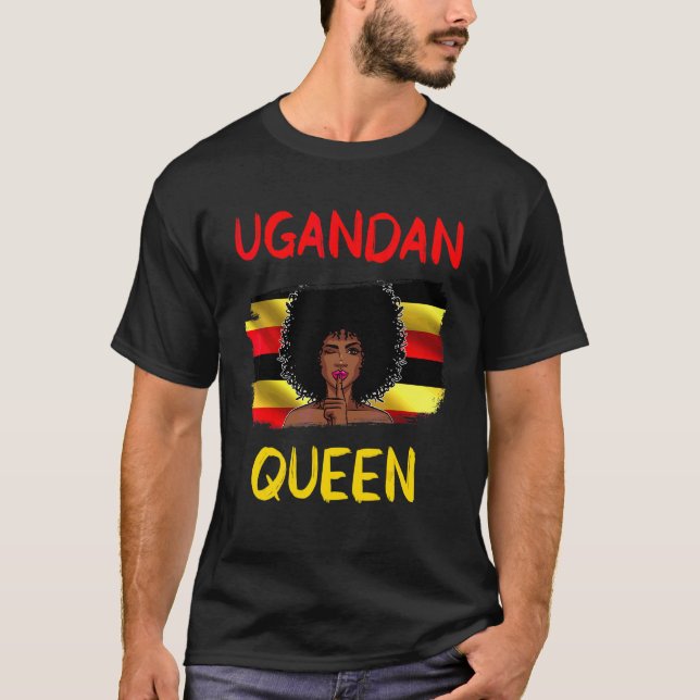 Camiseta Uganda Rainha Uganda Sinalizador Uganda Moça do Or (Frente)