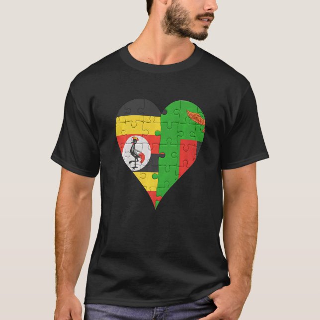Camiseta Uganda Zambian Flag Heart (Frente)