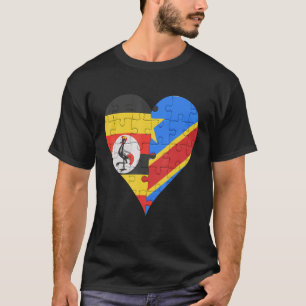 Camiseta Ugandan Congolês Flag Heart