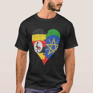 Camiseta Ugandan Etiópia Flag Heart