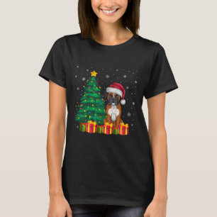 Camiseta Ugl Boxer Santa Hat Luzes De Natal Cachorro Lover