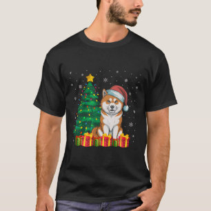 Camiseta Ugly Akita Inu Papai Noel Luzes De Natal Amor