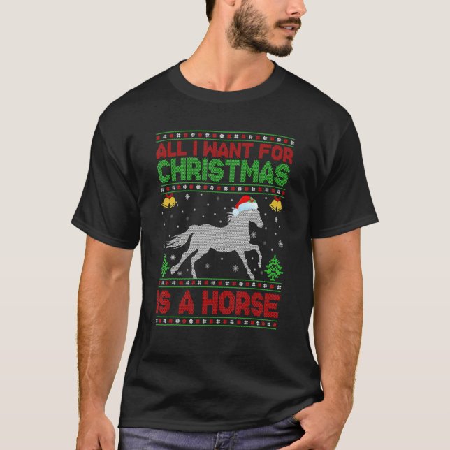 Camiseta Ugly All I Want For Christmas Is A Horse (Frente)