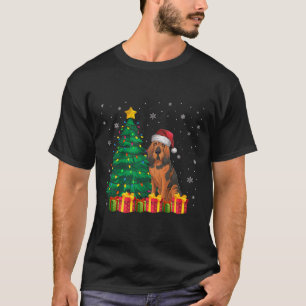 Camiseta Ugly Bloodhound Santa Hat Noite Luzes de Natal Cac