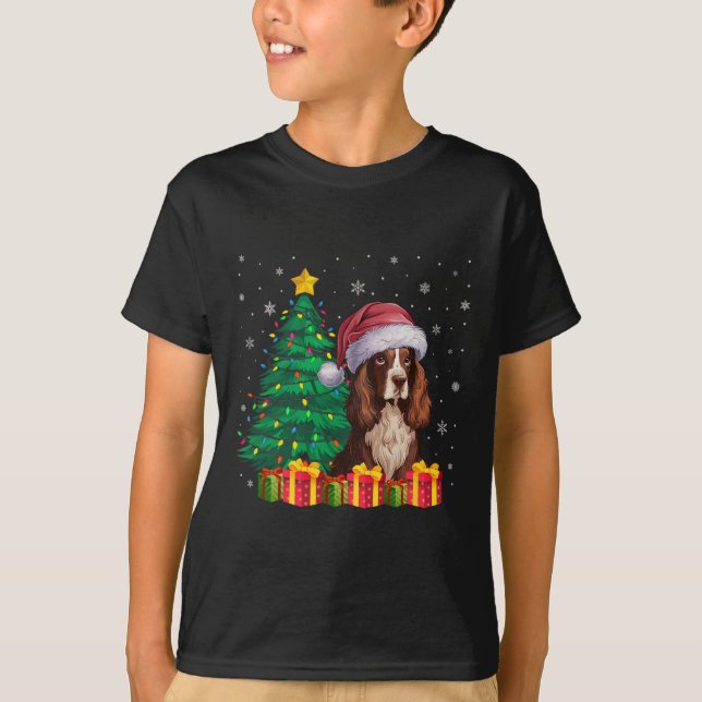 Camiseta Ugly Boykin Spaniel Santa Hat Cachorro (Frente)
