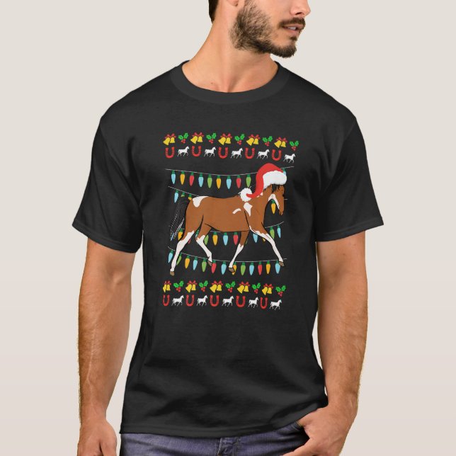 Camiseta Ugly Christmas horse rider equestrian Christmas (Frente)