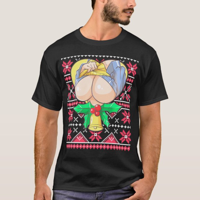 Camiseta Ugly Christmas Otaku Ahegao Ecchi Etchi Lewd Henta (Frente)