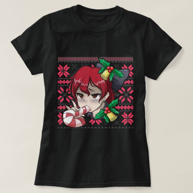 Camiseta Ugly Christmas Otaku Ahegao Ecchi Etchi Lewd Henta (Frente do Design)